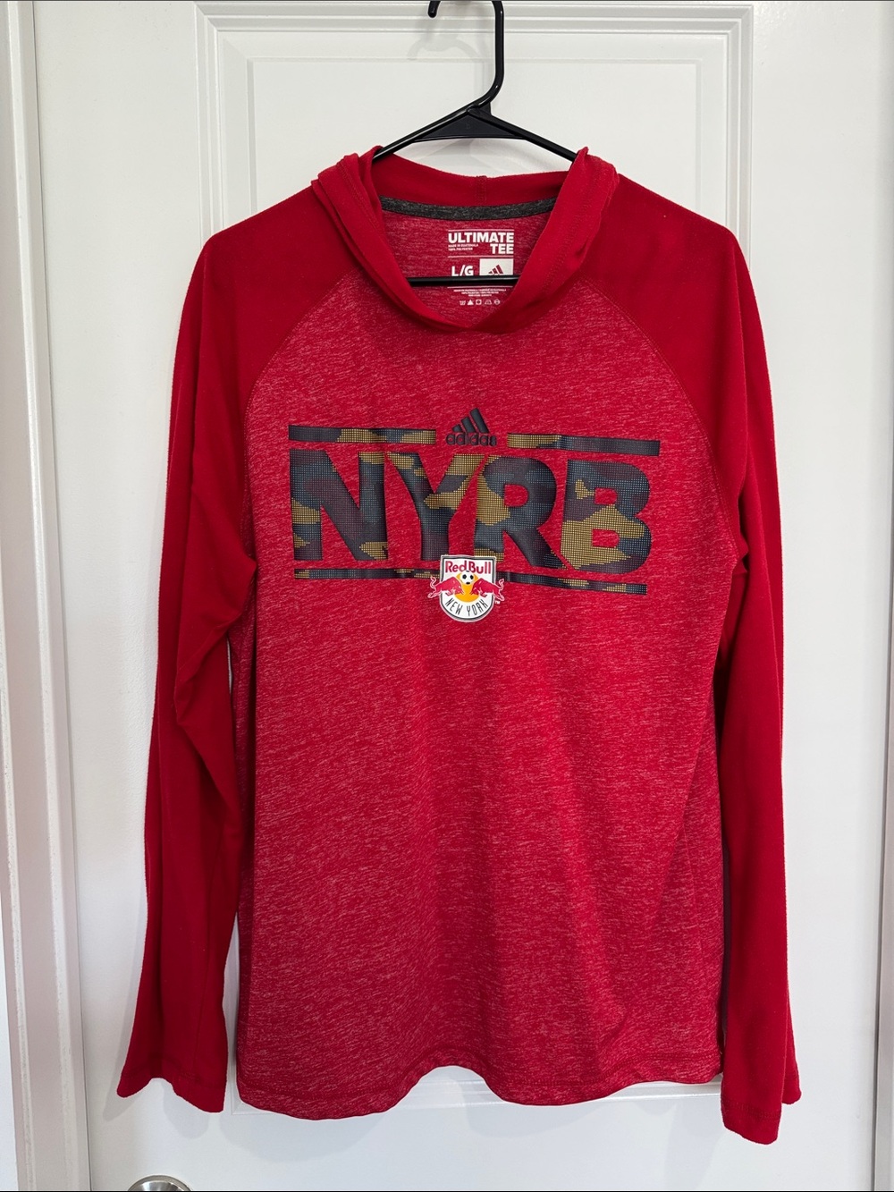 Men’s Adidas Red Red Bull NYRB Long Sleeve Hooded Tee